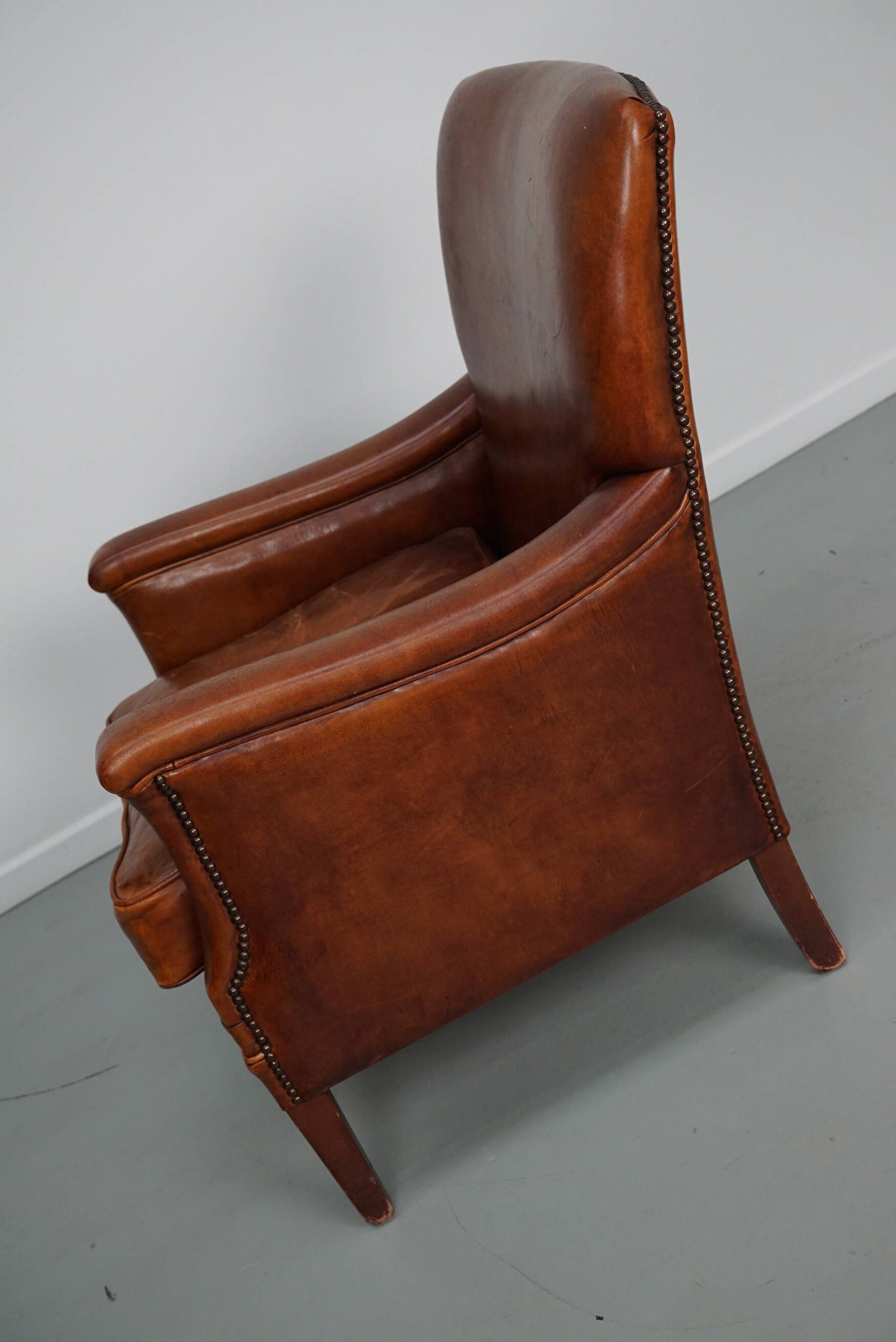 Vintage Dutch Cognac Colored Leather Club Chair