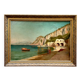 Oil on canvas antique – Capri, Italy – Mediterranean landscape