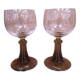 2 verres à vin style Roemer pied vert olive
