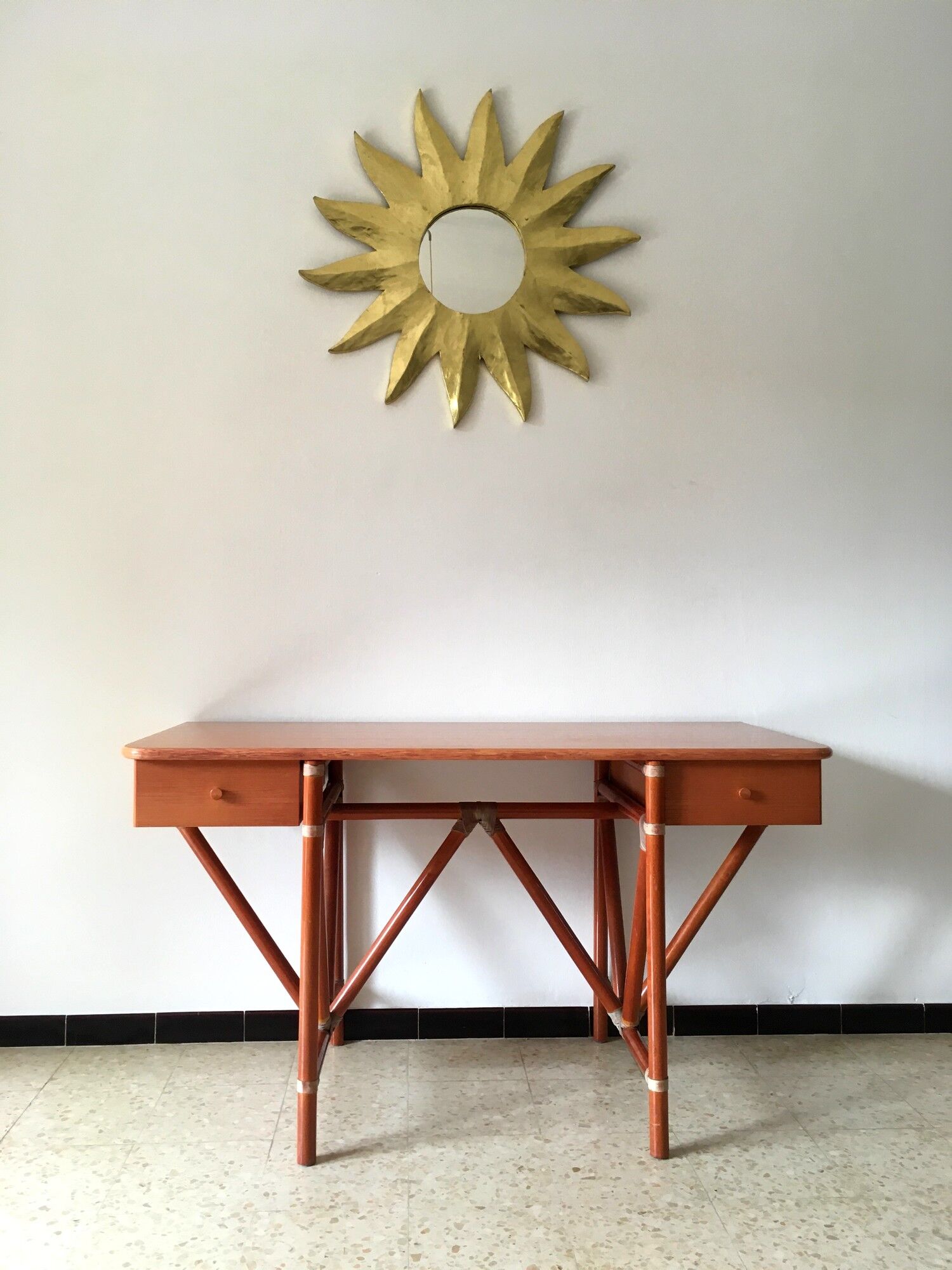 Italian office Roberti Rattan vintage 80s