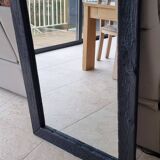 Artisanal Burnt Wood Mirror (108x78 cm) – Industrial / Japandi Style