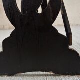 Pair of trundle tables made of black wood - tray with decoration of dragons
