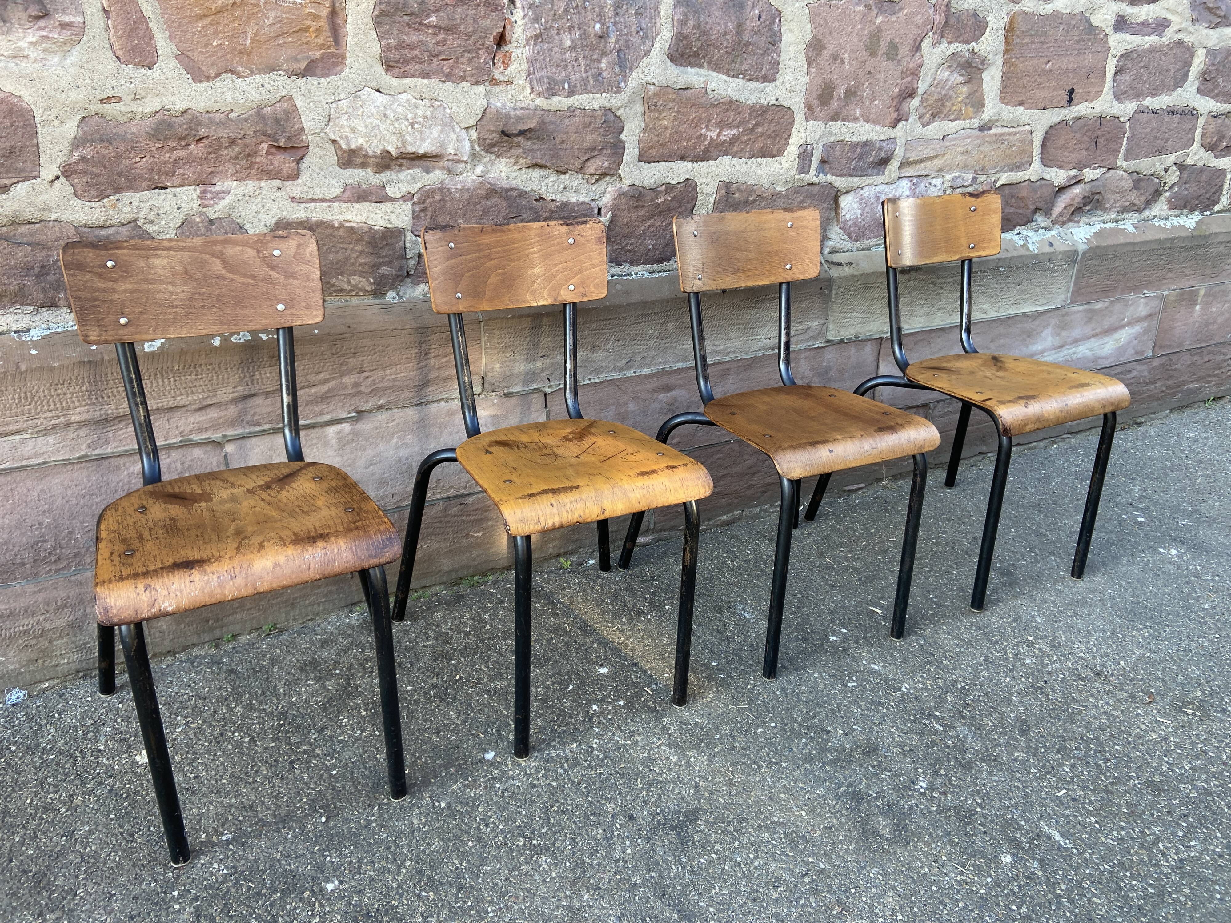 4 vintage 60s school chairs
