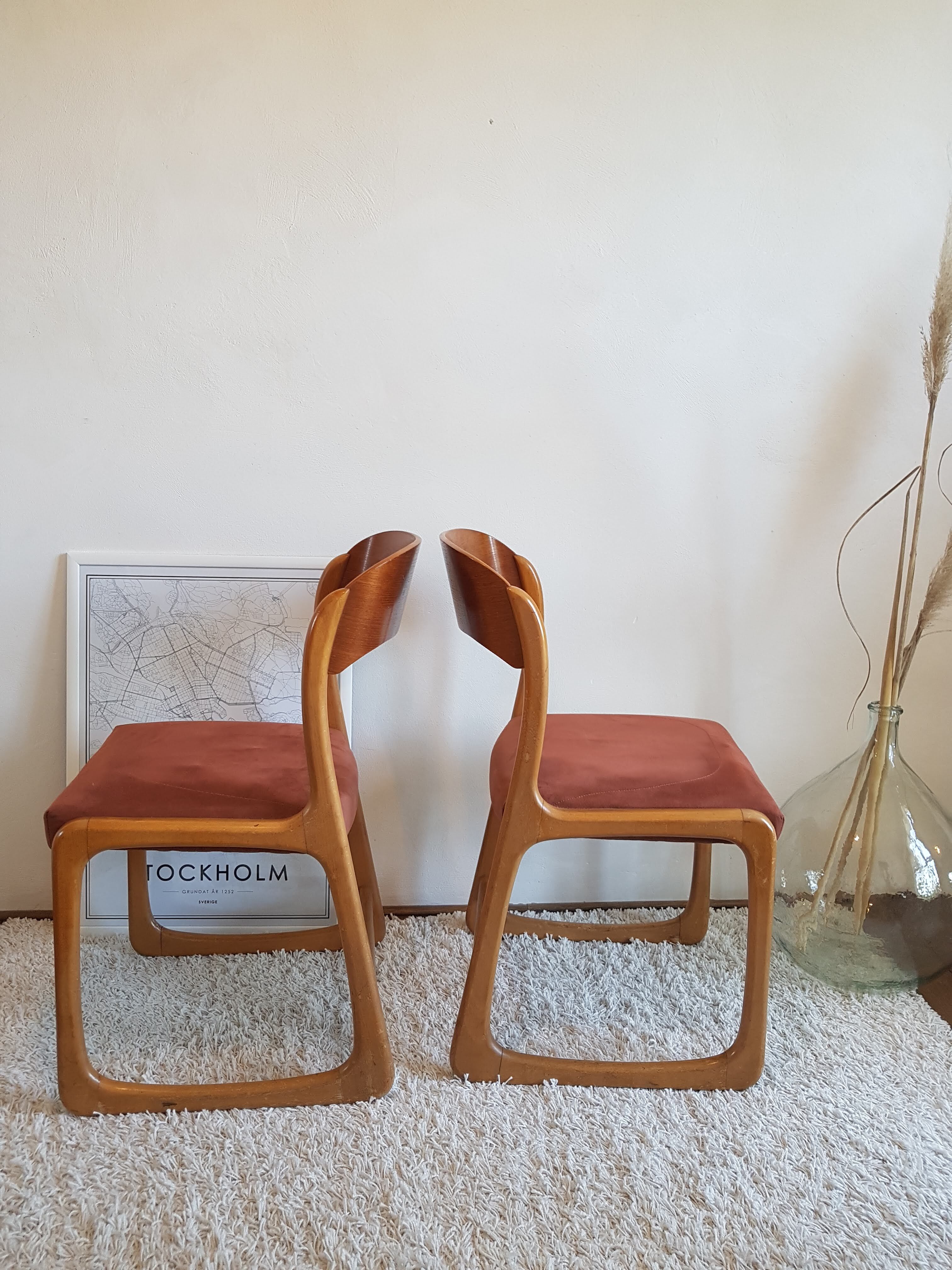 Suite de 4 chaises traineaux Baumann, 1960