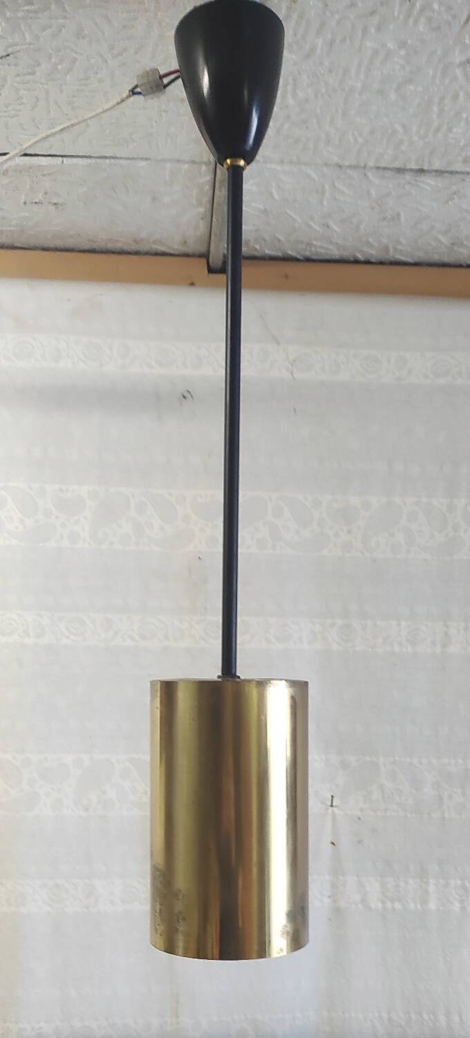 Modernist design pendant light in metal and brass - 50s/60s