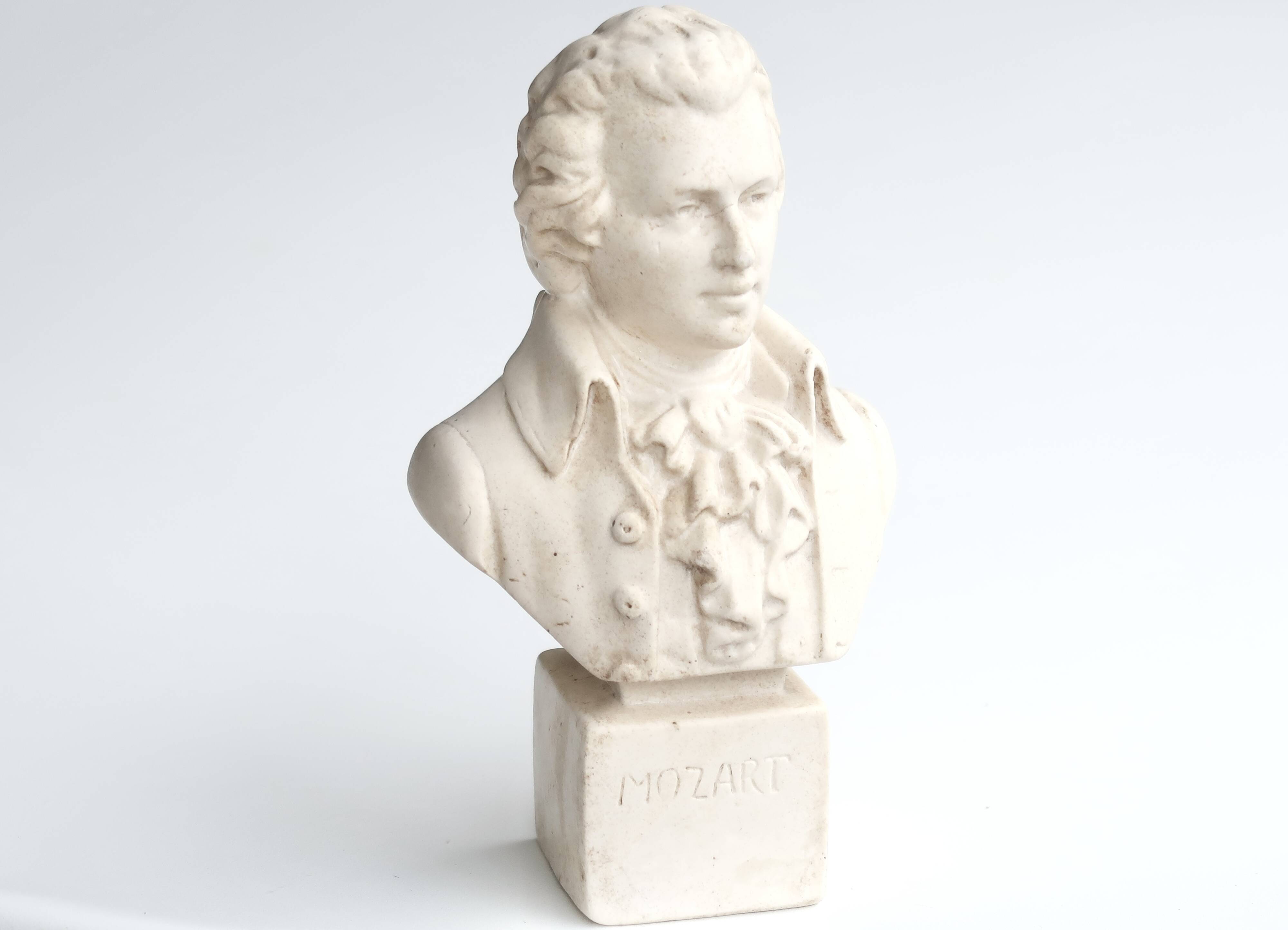 Plaster bust of Mozart, Paris School of Music, 50s