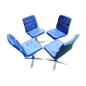 chaises années 70 skai et chrome