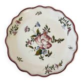 Antique plate in earthenware – handmade Strasbourg decoration – festooned edge