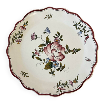 Antique faience plate – handmade Strasbourg decoration – festooned edge