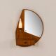Rare mid-century modern Scandinavian wall mirror with a console and a light, 1950s