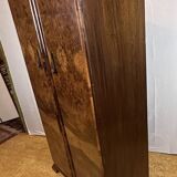 Art deco vintage brocante bachelor wardrobe burr walnut 1920-1930