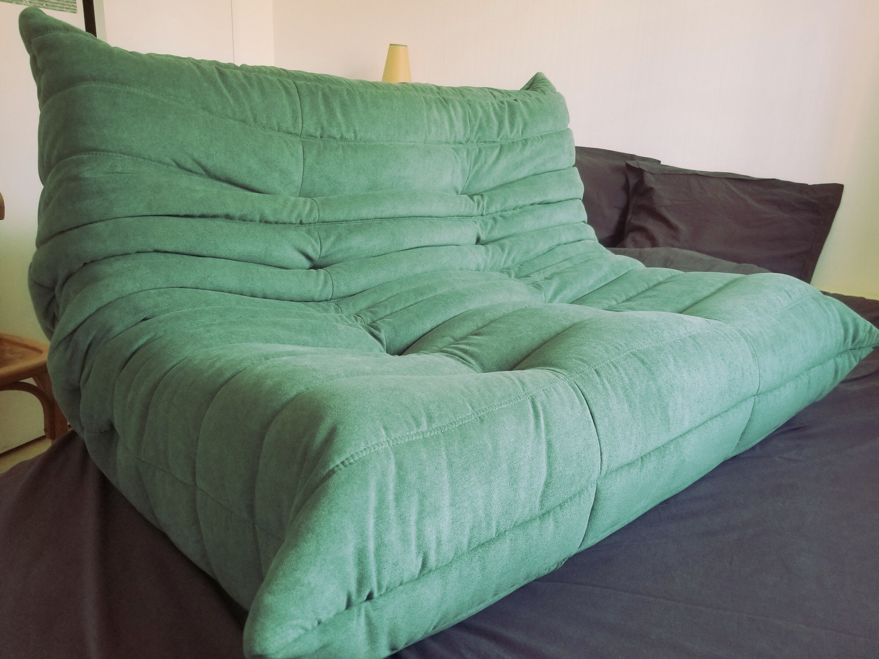 Togo sofa 2 places rehoussé to nine Alcantara Emerald Green