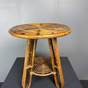 Mid-Century Italian pencil reed rattan side or occasional table, ca 1950s