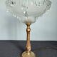 Antique table lamp in bronze and pressed glass by Ezan