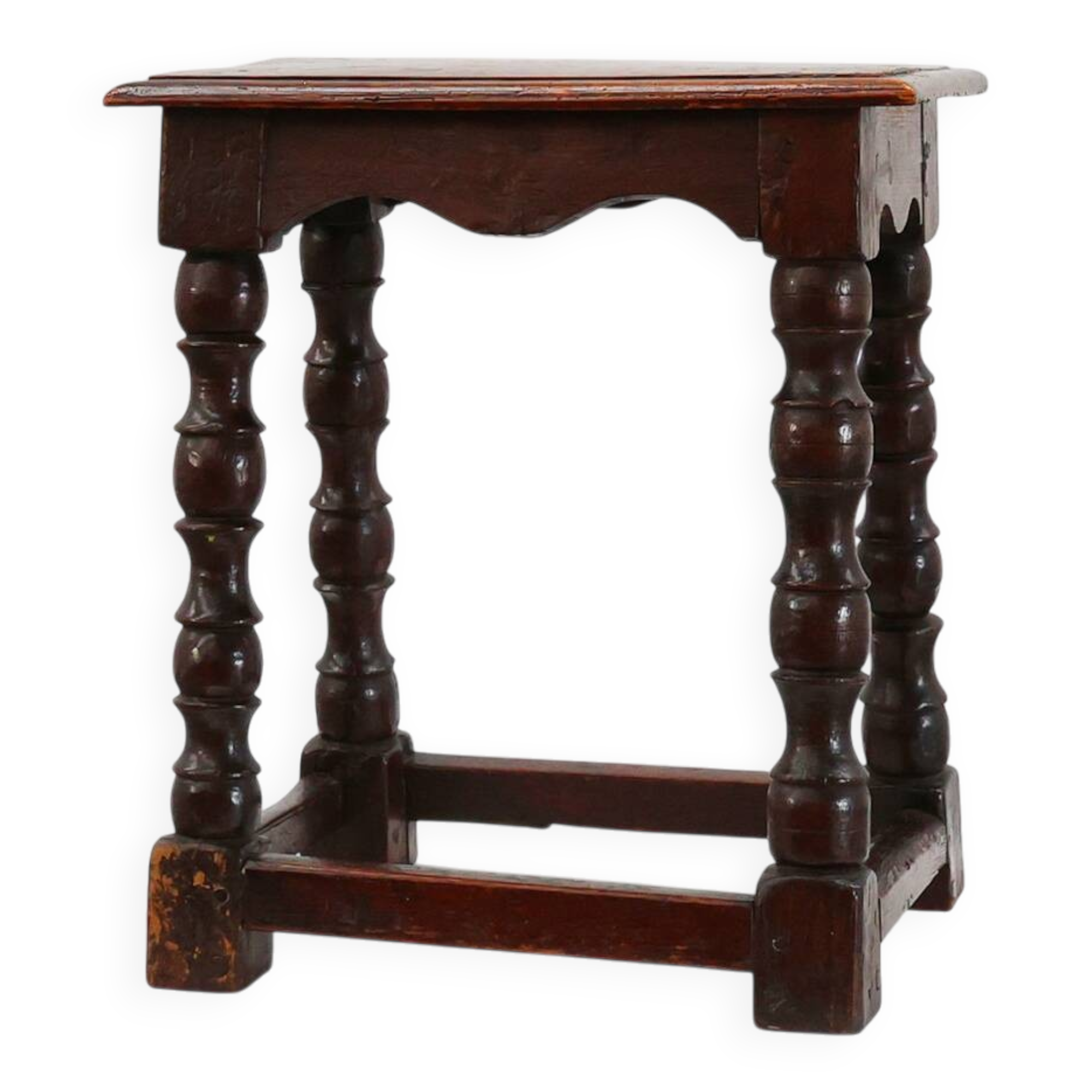 19th Century oak rectangular joint stool or table with turned legs, France