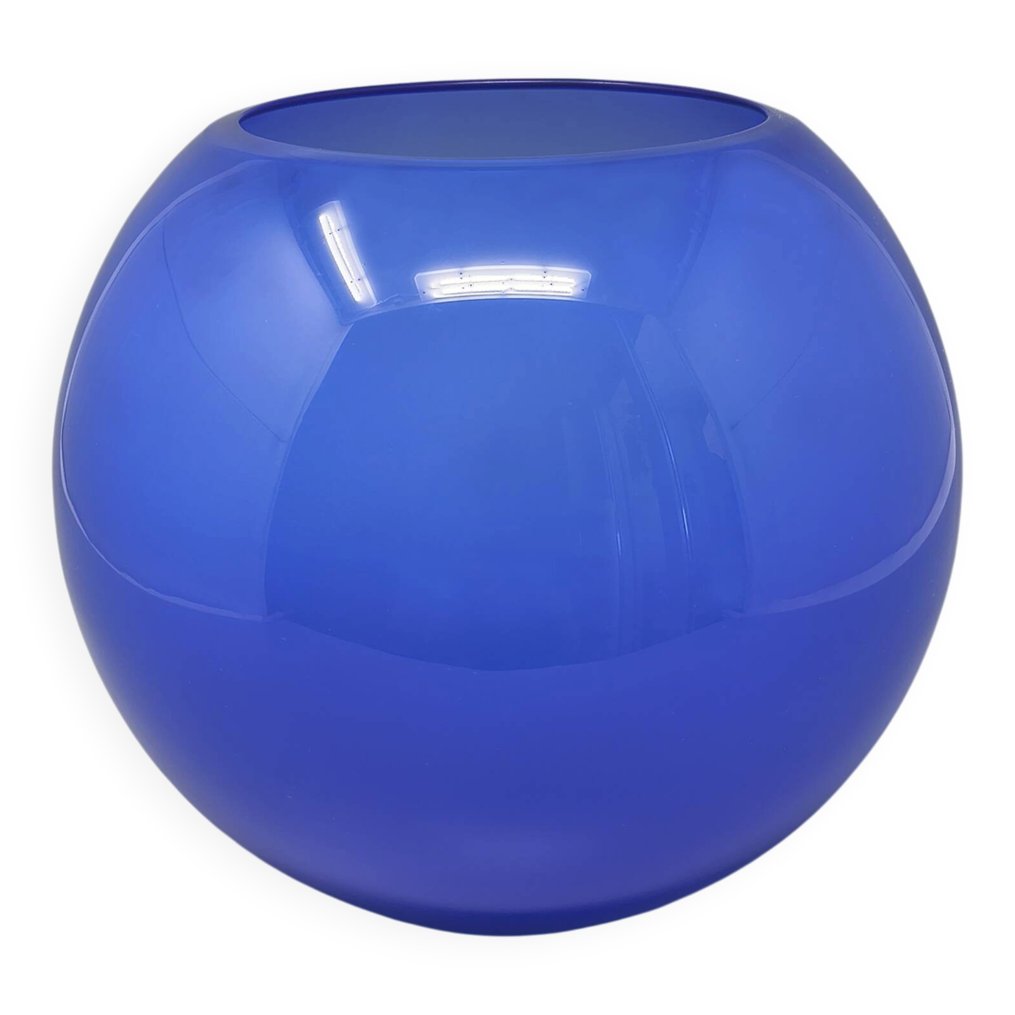 1970s Mid-Century Blue Vase by Ind. Vetraria Valdarnese. Made in Italy
