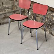 Paire de chaises en formica rose