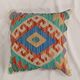 Turquoise Blue Geometric Cushion Cover, Vintage Wool Kilim Pillow Home Decor