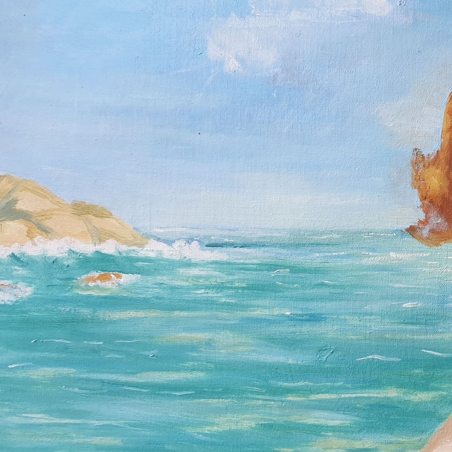 Oil painting on canvas/nude/seascape