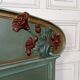 Art Nouveau bed in carved and painted wood, Poppies, Circa 1900