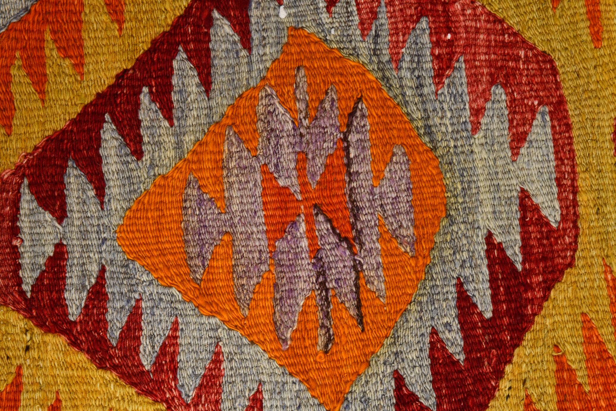 6x9 Orange & Balck Handmade Tribal Vintage Kilim Rug