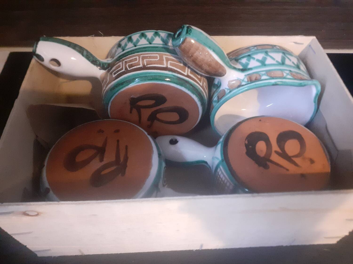 Frying pans signed Robert Pocault, Vallauris