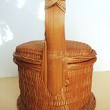 Basket with rattan and bamboo lid