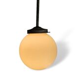 Art Deco 1940s simple opal glass globe pendant lamp