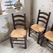 Straw chairs oak 1940s Dudouyt