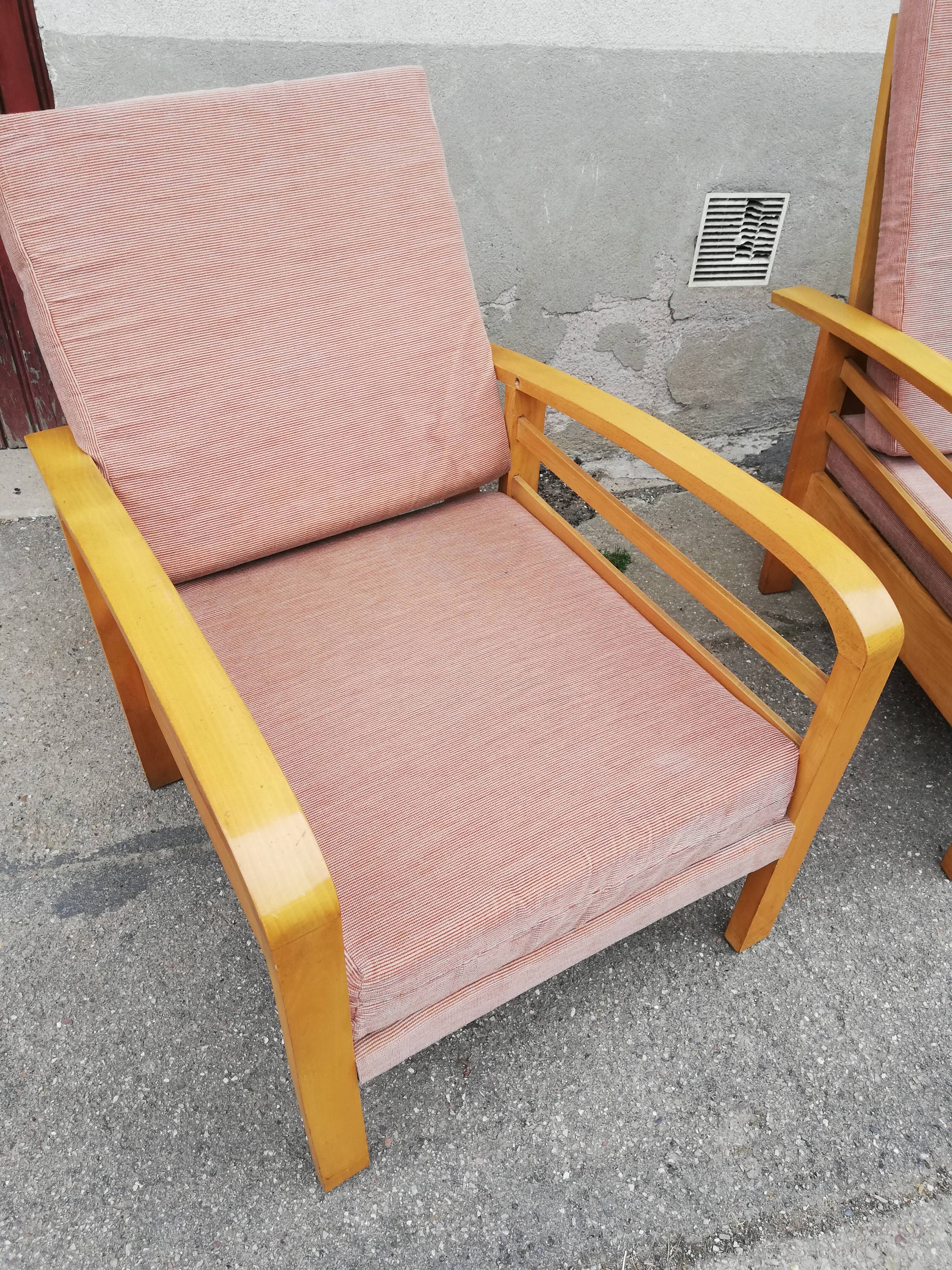 Pair of armchairs year 50 adjustable back