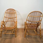 Paire de fauteuils design en rotin