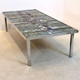 Table basse en mosaïque d'ardoise et de céramique