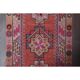 Vintage Turkish hand-knotted wool cotton red runner rug 83x362