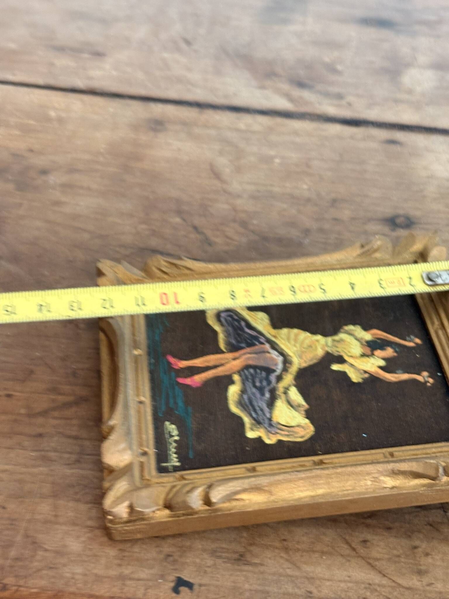 Miniature Flamenco Dancer Tableau Yellow Costume Signed Sluys 1950