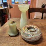 Set of three marble candlesticks