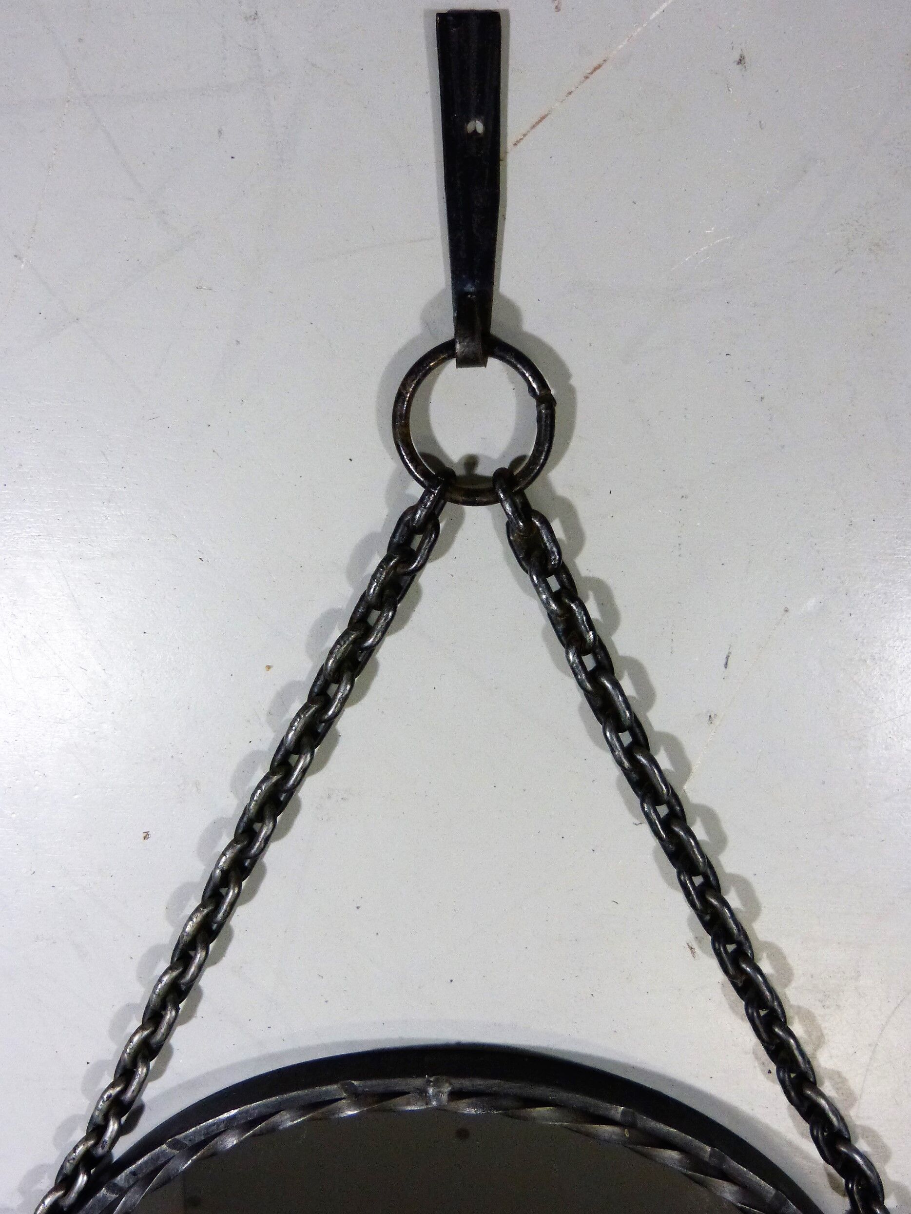 1960's Vintage Wrought Iron Chain Mirror
