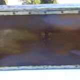 Trunk in leather and zinc