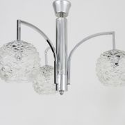 Italian Targetti Sankey chandelier in chrome metal with 3 lights. 70s