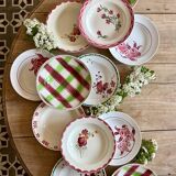 Set of 12 mismatched antique soup plates