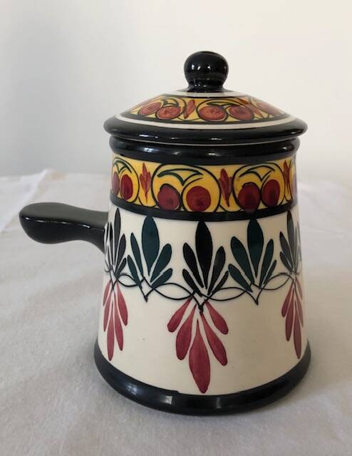 St Jean decorated earthenware teapot signed handmade decor