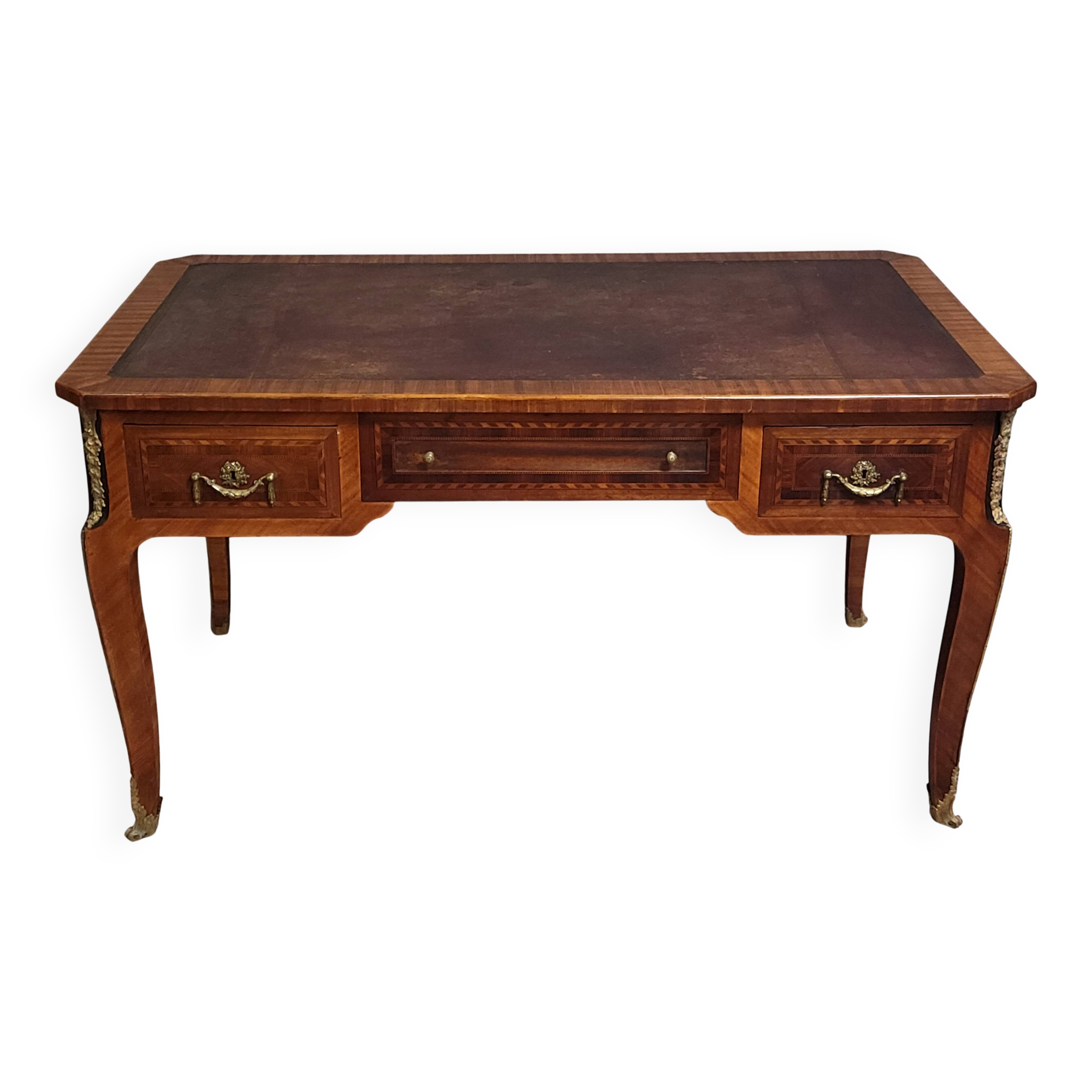 Louis XV style marquetry center desk