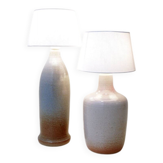 Pair of vintage ceramic table lamps with a two-tone finish - 1980s