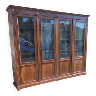 4-door bookcase in solid walnut circa 1880