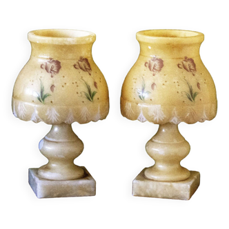PAIR of alabaster bedside lamps from the 1960s