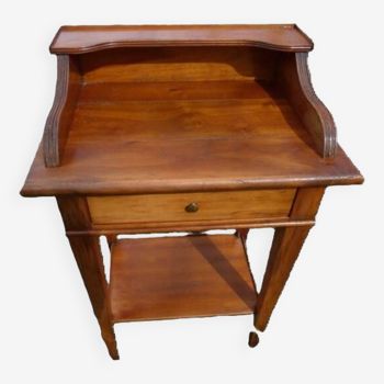 Small old piece of furniture or bedside table with 1 top and 1 drawer in cherry wood - Very good condition