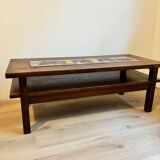 Coffee table in wood and ceramic tiles, Vallauris style