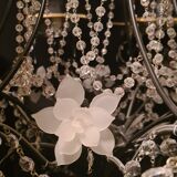 Pair of chandeliers in lacquered metal and faceted pearls