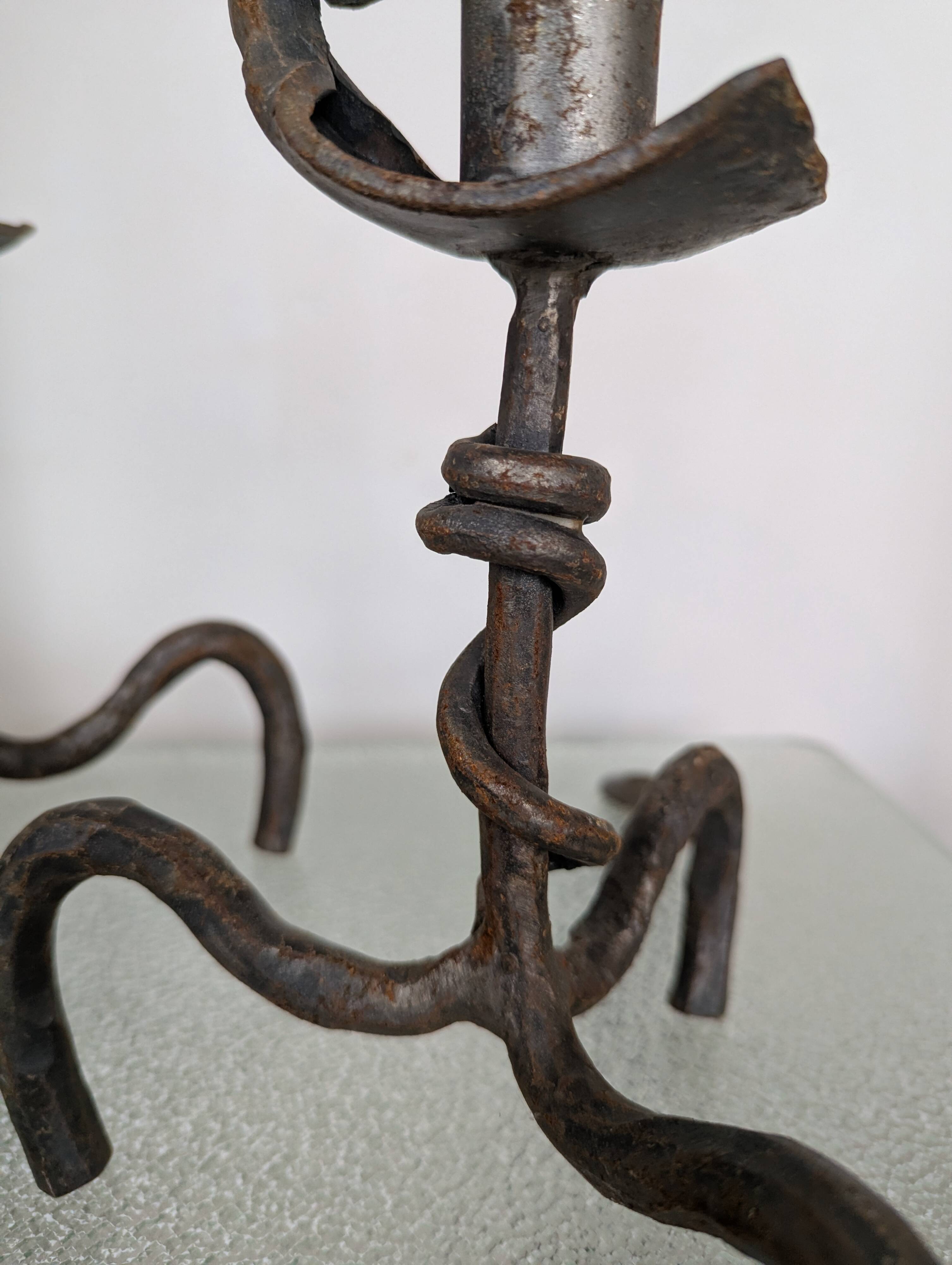 Set of 3 wrought iron candle holders