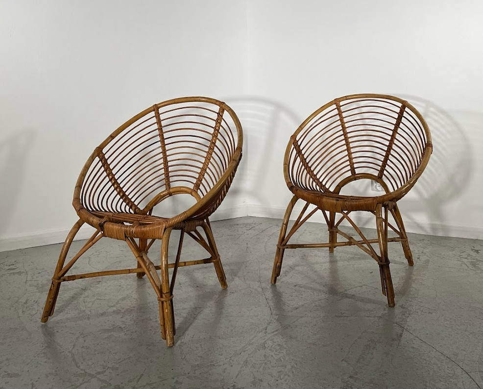 Pair of rattan armchairs