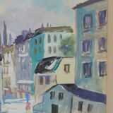 Jack Eichborn, Swedish Modern Cityscape, 1960s, Watercolor.